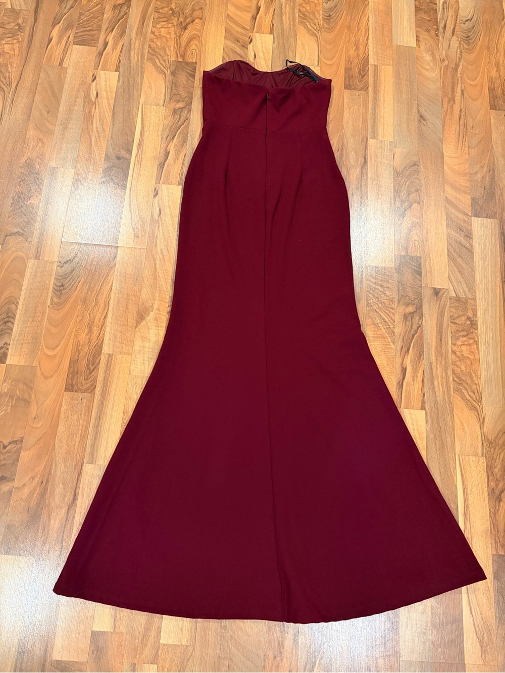 Strapless Burgundy Mermaid Evening Dress - Picture 4 of 5